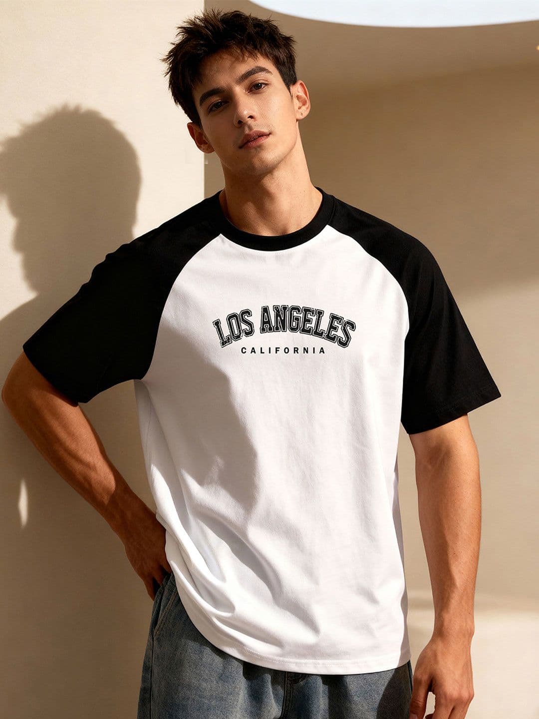 TOM MILTON Men White Raglan Sleeve Round Neck T-Shirt - view 1