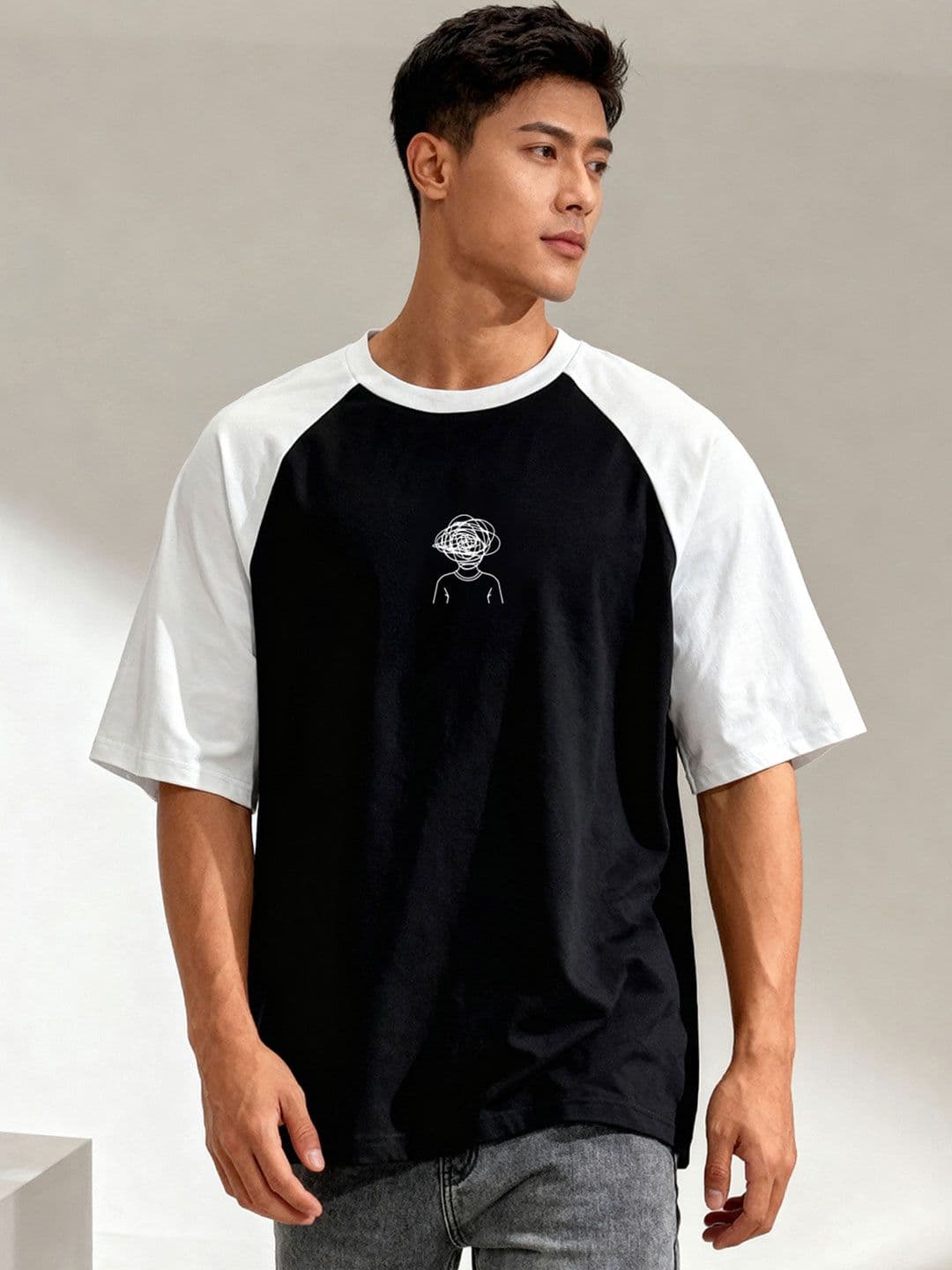 TOM MILTON Men Black Raglan Sleeve Round Neck T-Shirt - view 1