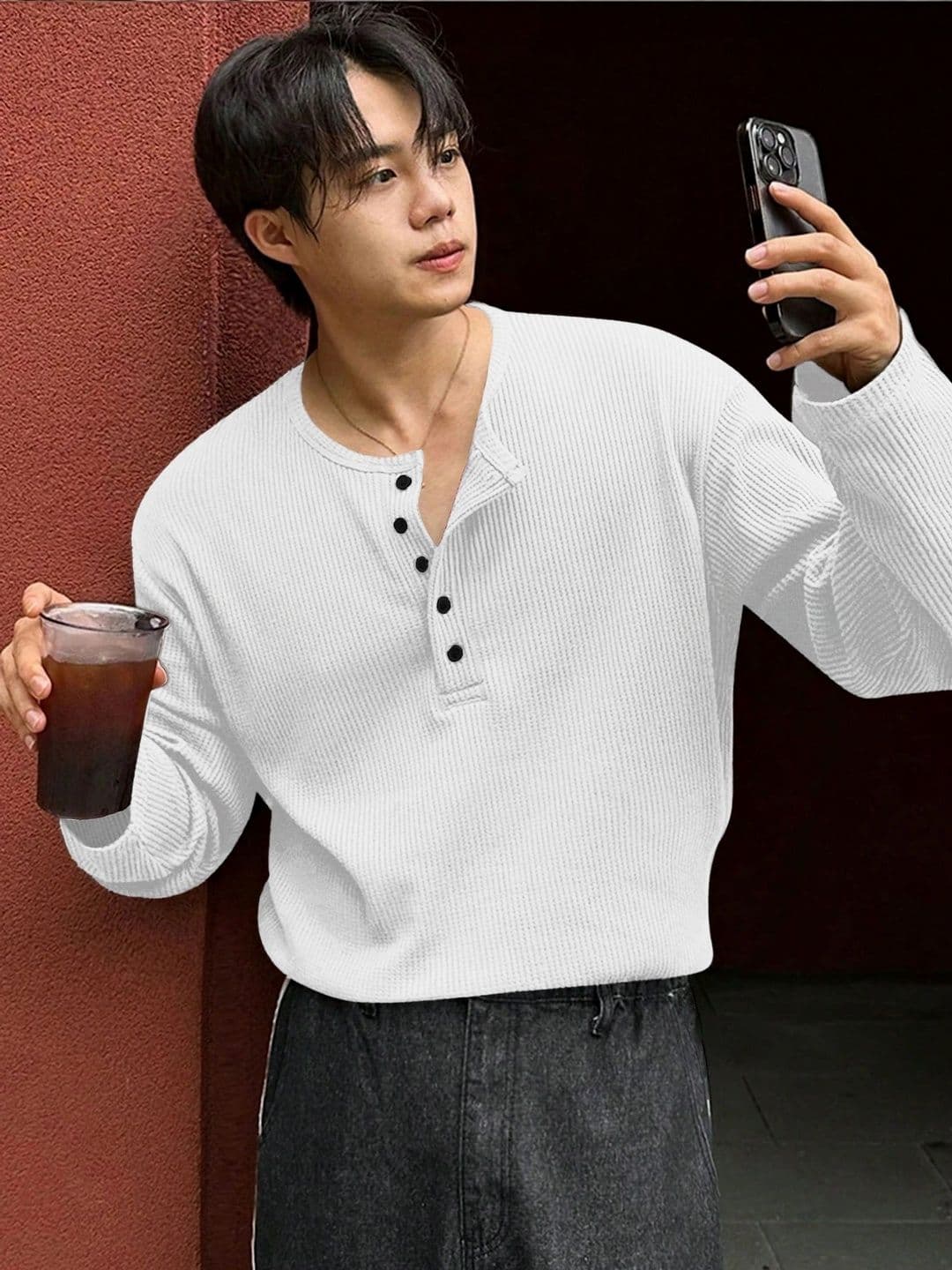 HOODLER Men Henley Neck T-shirt - view 1