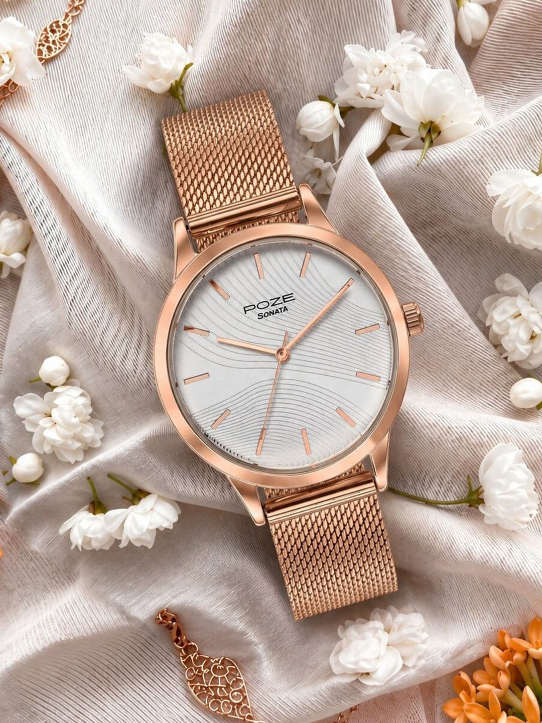 Sonata Women Poze 9 Quartz Analog White Dial Watch - SP80190WM02W - view 1