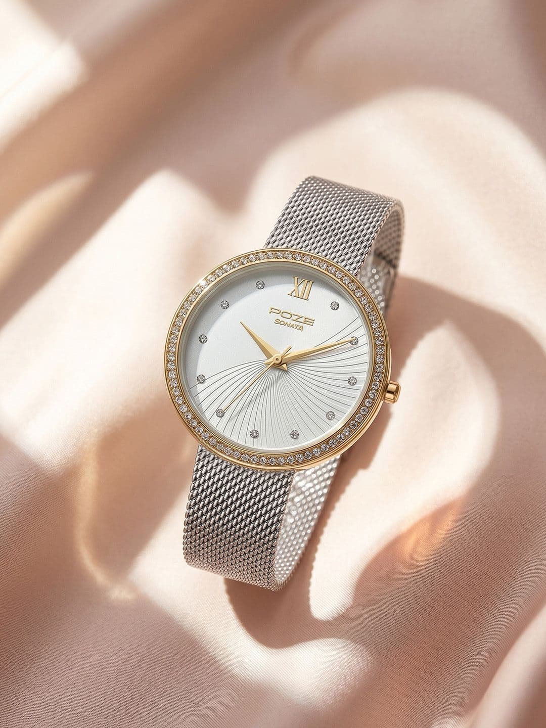 Sonata Women Poze 9 Quartz Analog White Dial Watch - SP80186BM01W - view 1