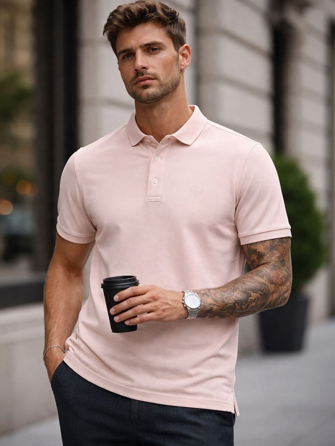 Utopium Men Brand Logo Polo Collar T-shirt - view 1