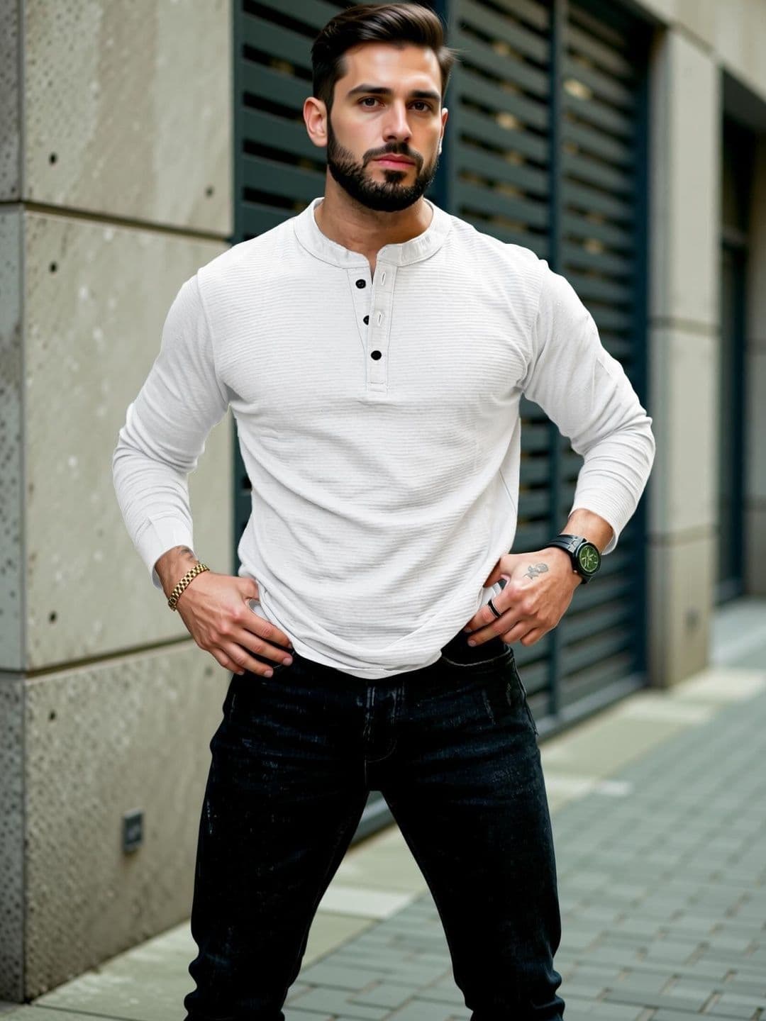 HOODLER Men Henley Neck T-shirt - view 1