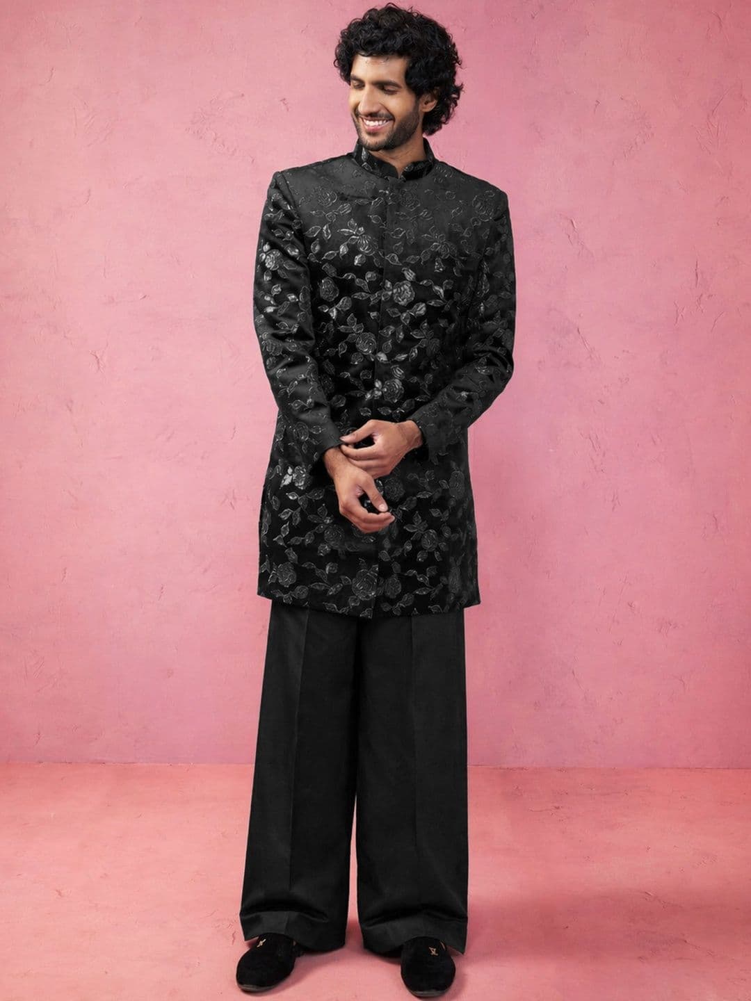 VASTRAMAY Embroidered Mandarin Collar Sherwani - view 1