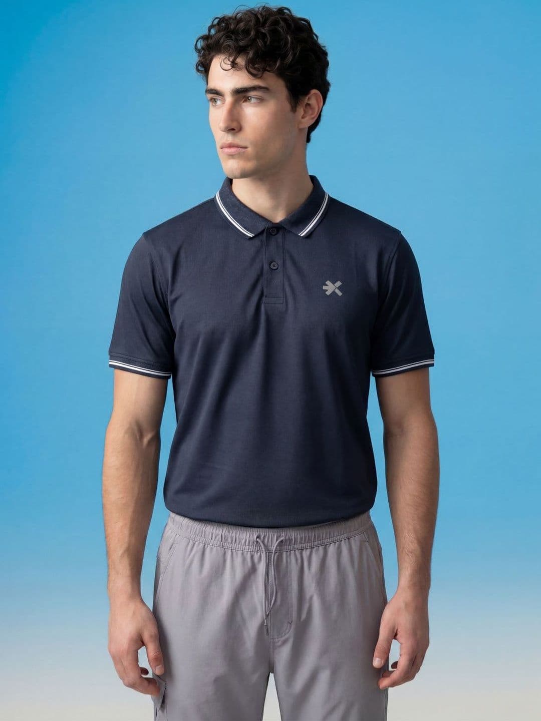 HRX by Hrithik Roshan Men Brand Logo Polo Collar Slim Fit T-shirt - view 1