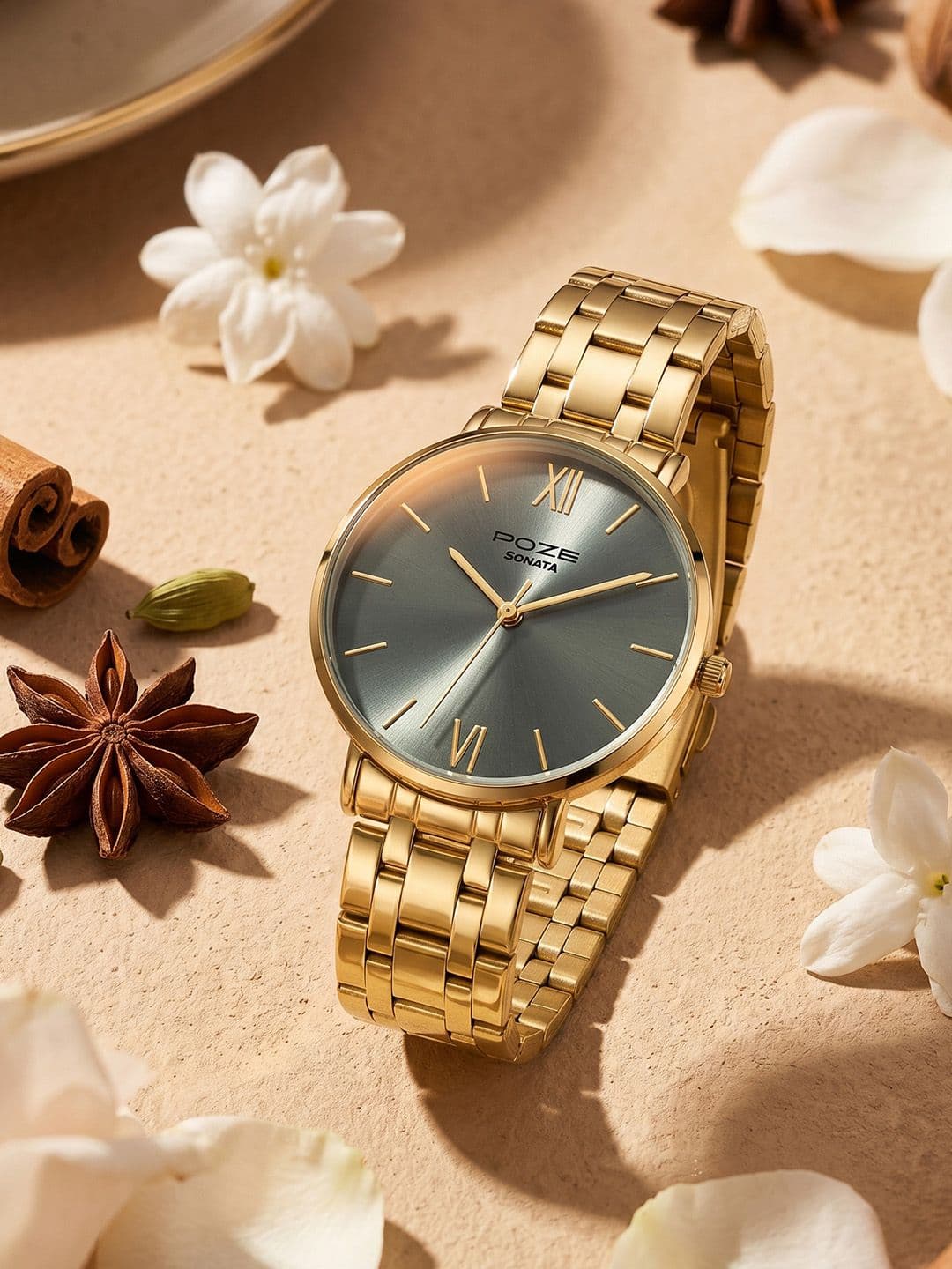 Sonata Women Poze 9 Quartz Analog Desert Sage Dial Watch - SP80183YM01W - view 1