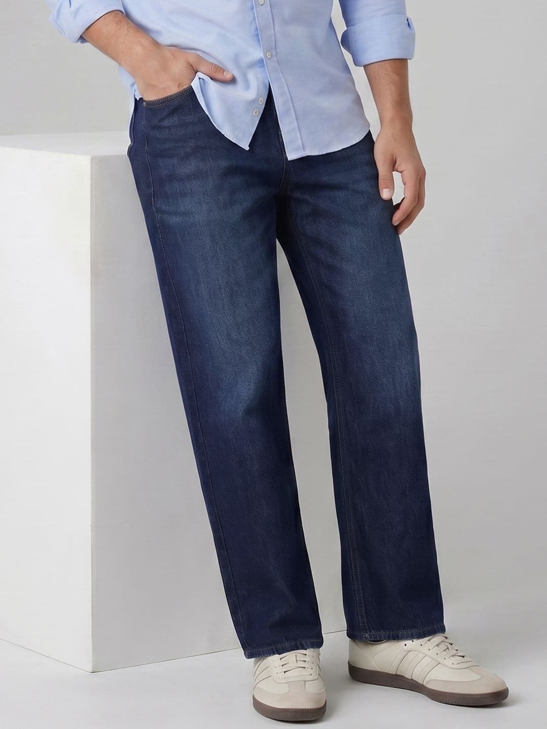 Spykar Men Ikemen Mid Rise Relaxed Fit Dark Blue Jeans - view 1
