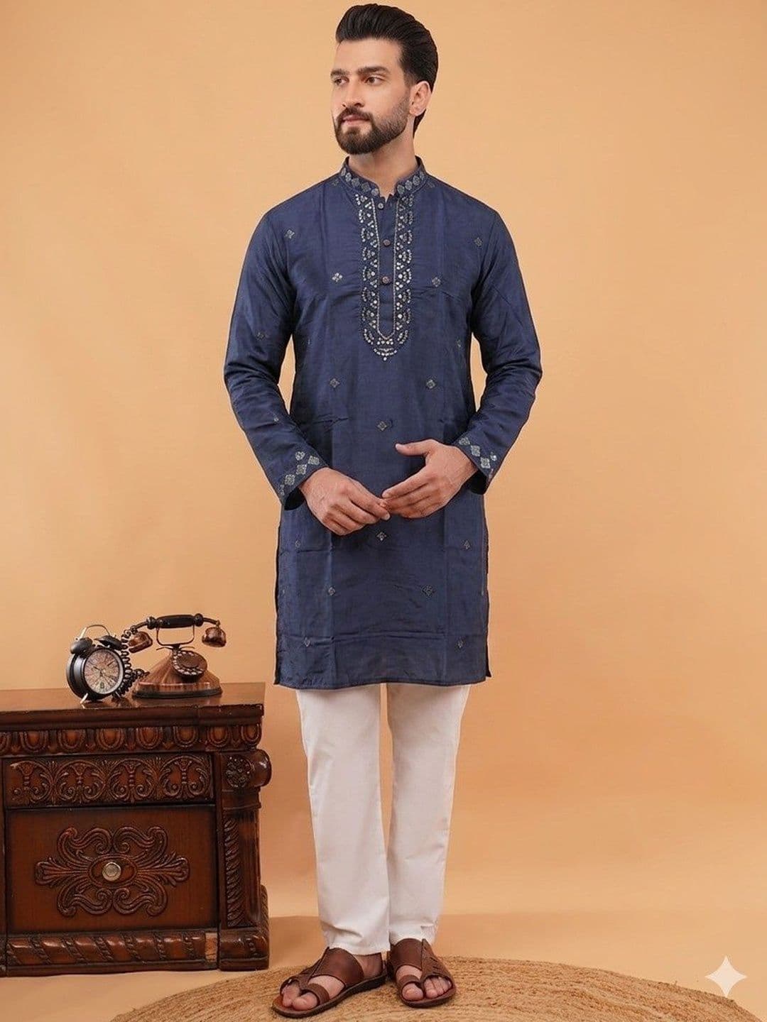Anouk Men Ethnic Motifs Embellished Sequinned Kurta - view 1