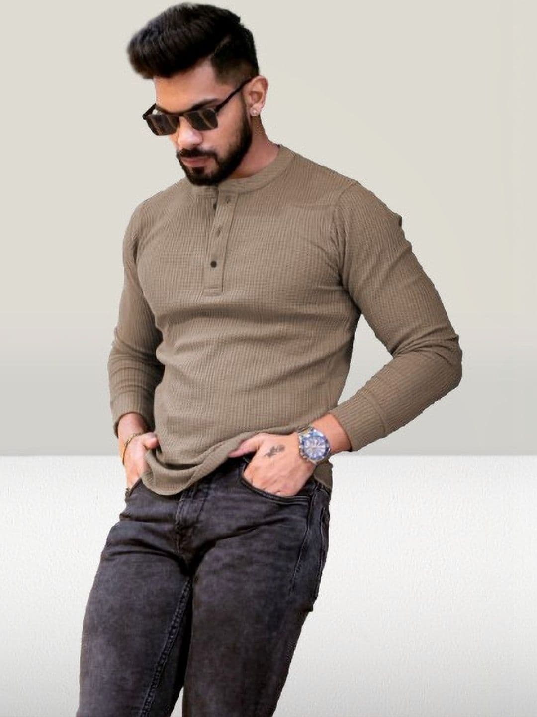 HOODLER Men Henley Neck T-shirt - view 1