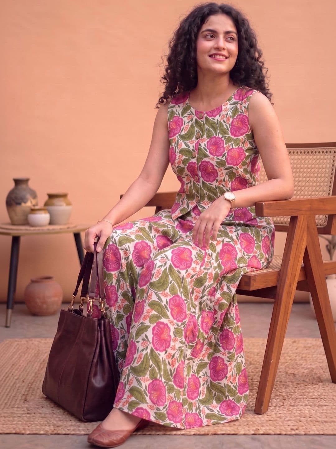 Anouk Floral Cotton Printed Top with Skirt - view 1