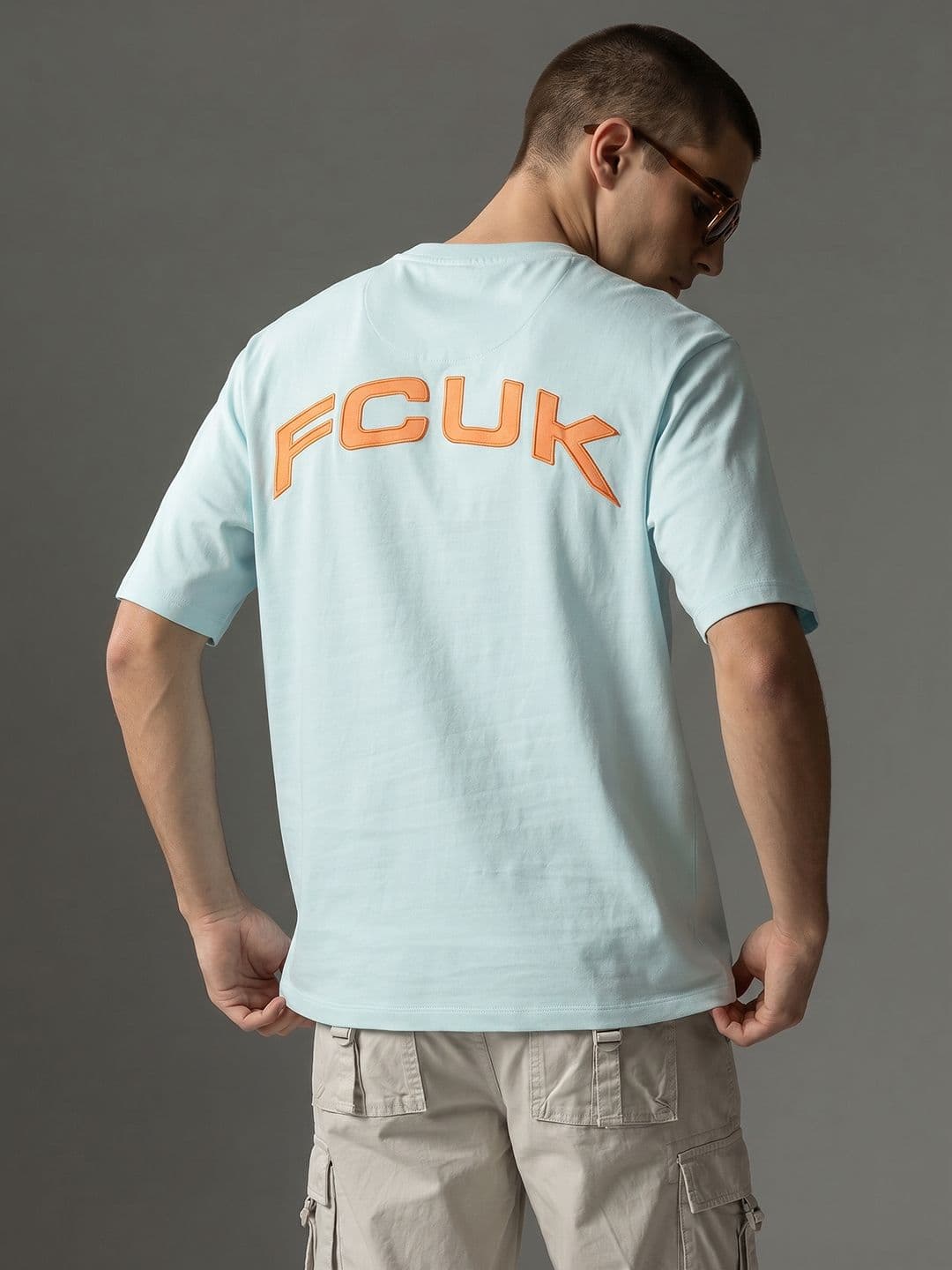 FCUK Brand Logo Printed Drop-Shoulder Sleeves Pure Cotton T-shirt - view 1
