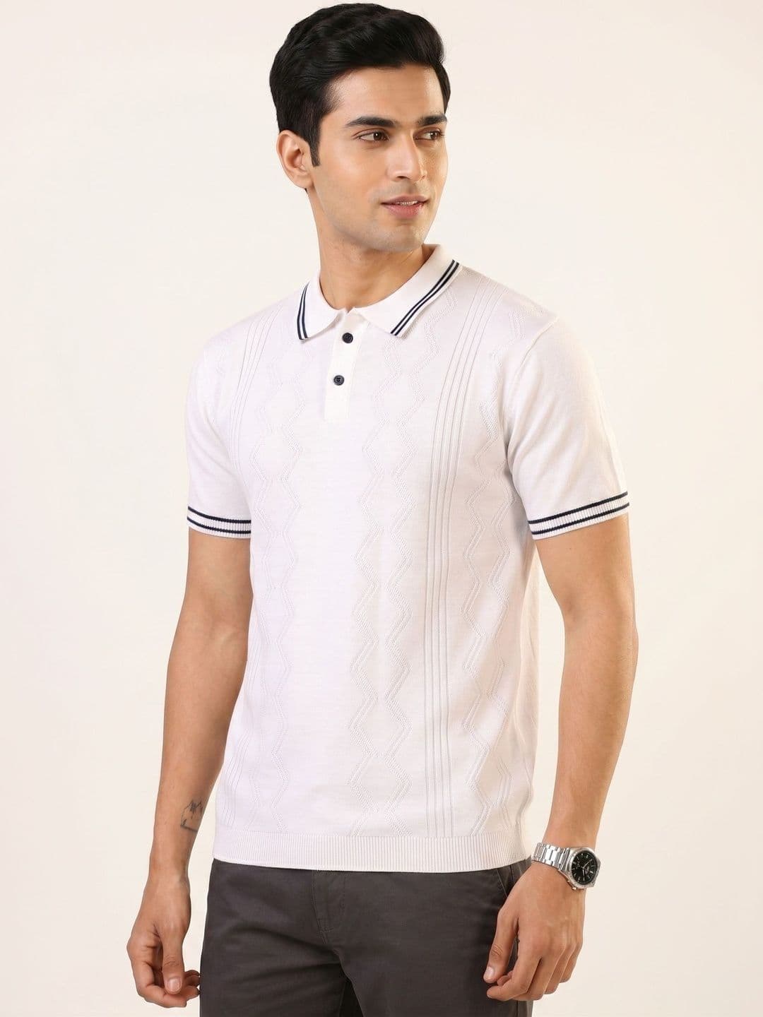 The Roadster Lifestyle Co Self Design Polo Collar Tshirts - view 1