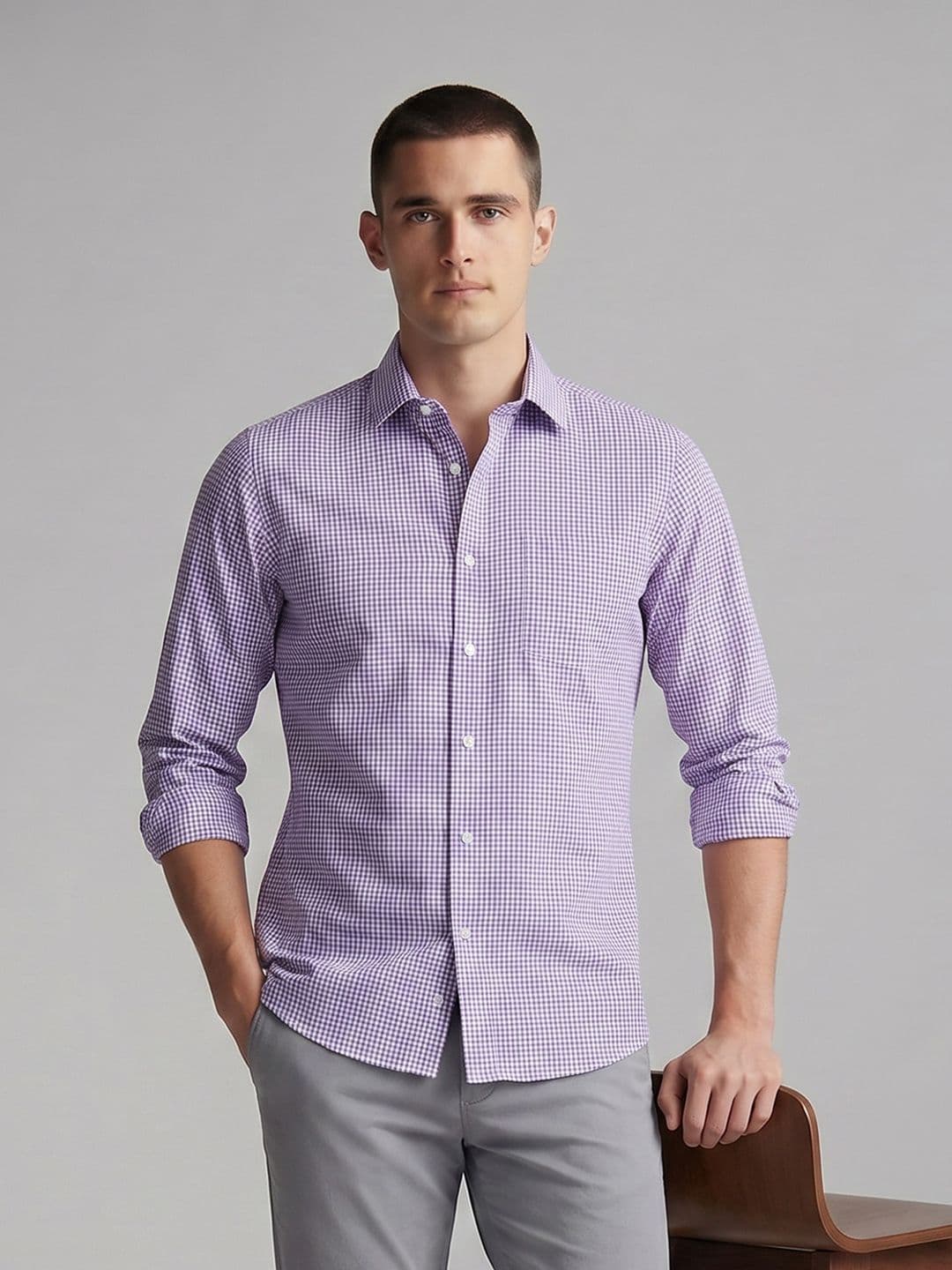 Van Heusen Micro Checked Pure Cotton Casual Shirt - view 1