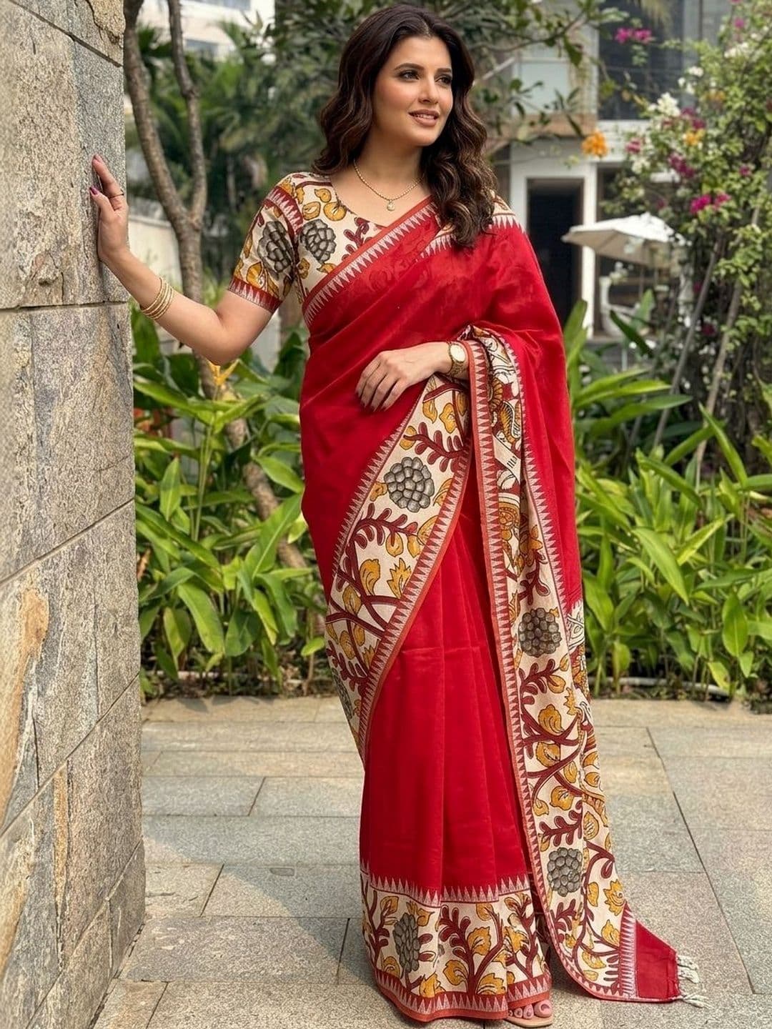 Kalista Kalamkari Zari Handloom Saree - view 1