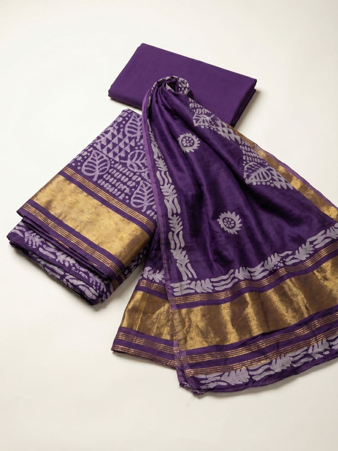 Meena Bazaar Printed Pure Cotton Unstitched Dress Material - view 1