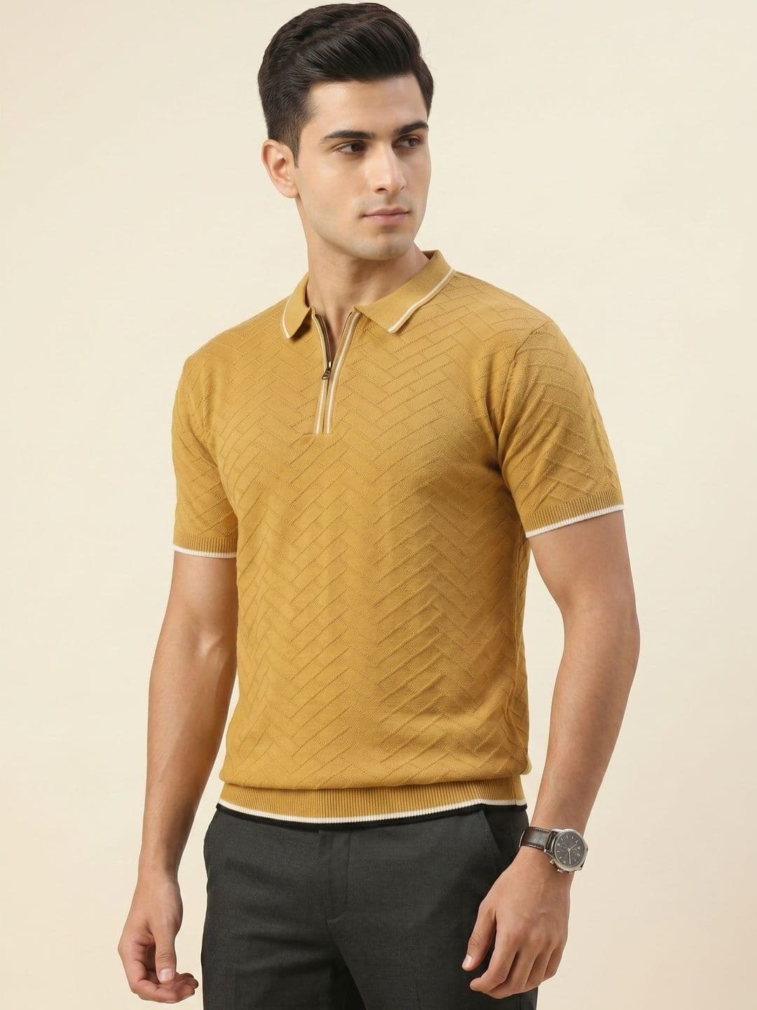 The Roadster Lifestyle Co Self Design Polo Collar Tshirts - view 1