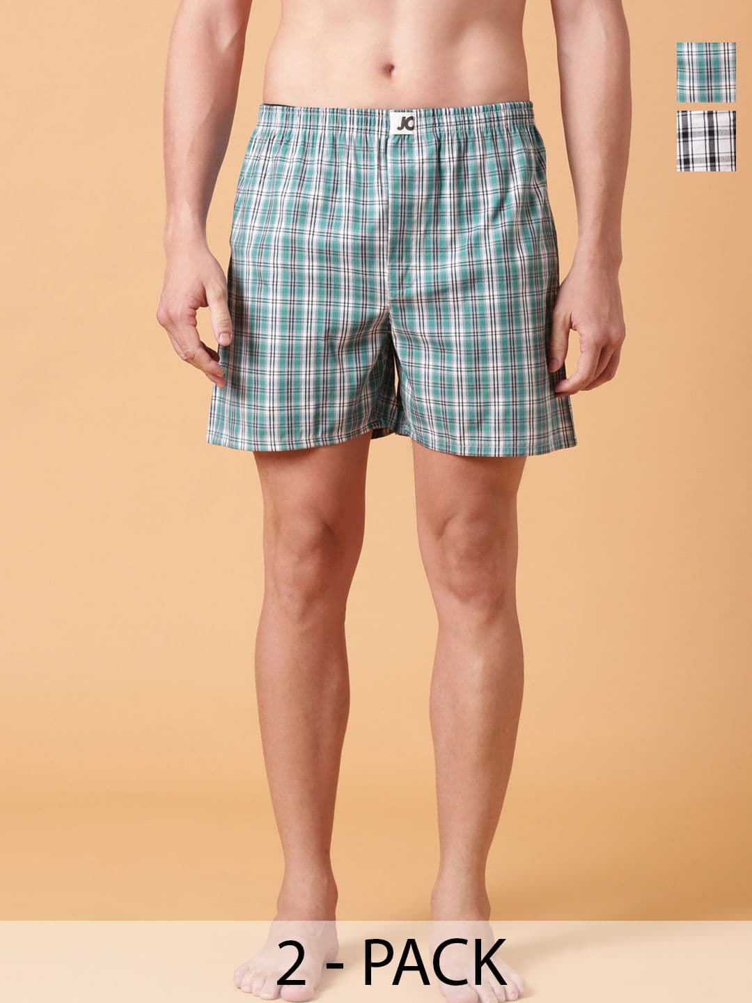 Joven Pack Of 2 Checked Pure Cotton Boxers JB2C039 - view 1