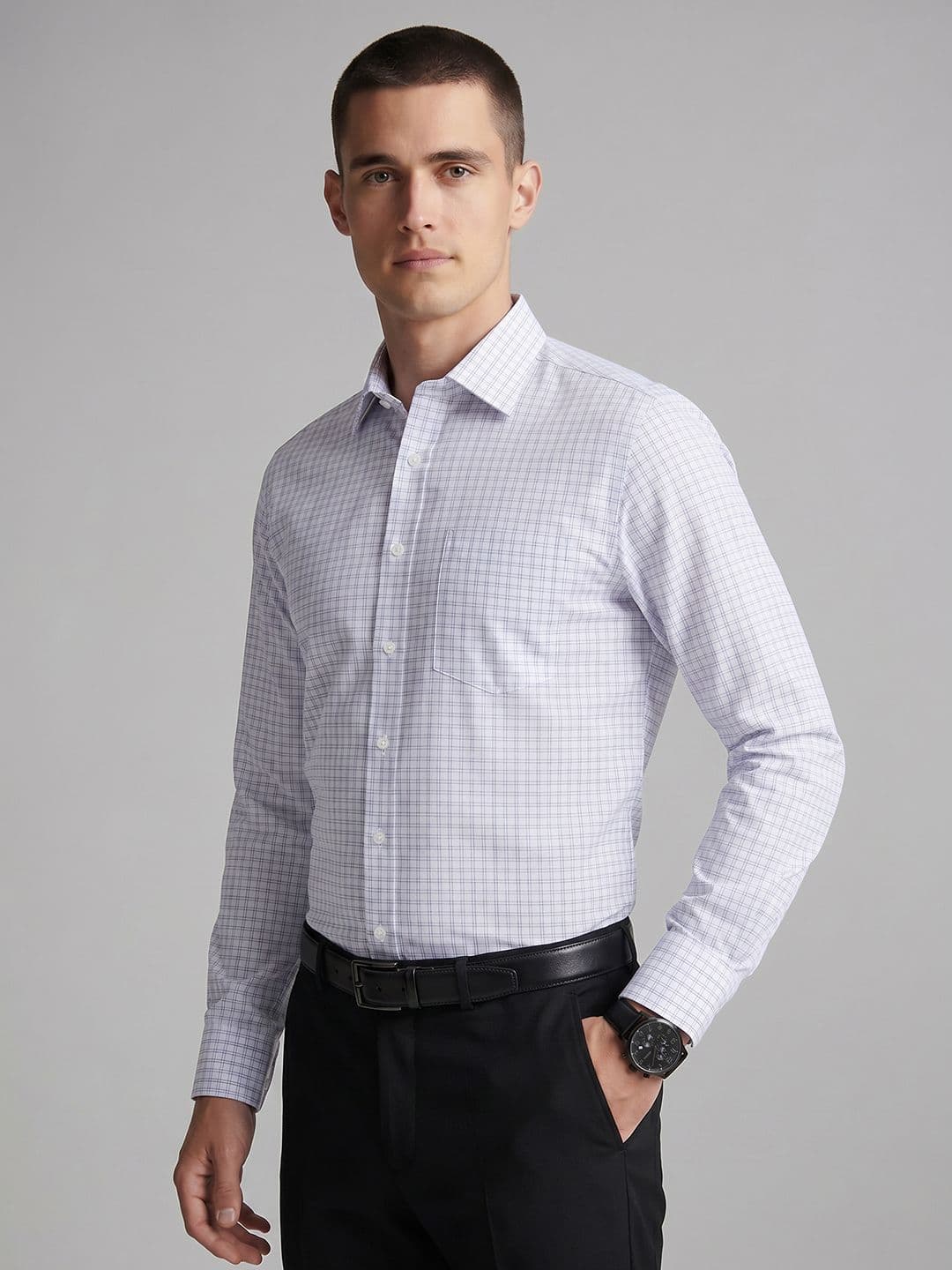 Van Heusen Slim Fit Checked Pure Cotton Formal Shirt - view 1