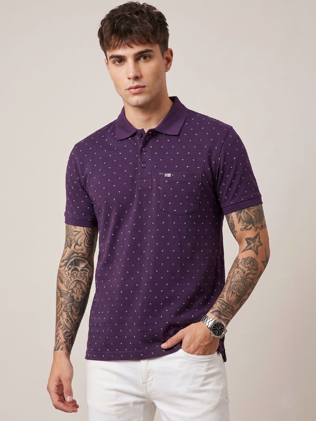 SANDPIPER Men Printed Polo Collar Pockets T-shirt - view 1