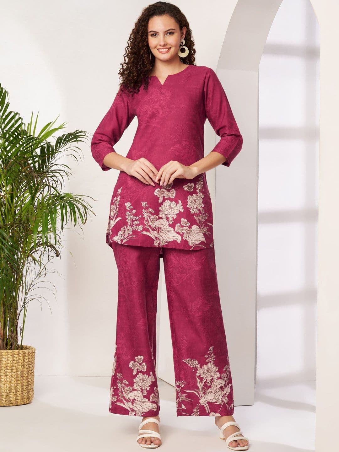 CORSICA Floral Printed Tunic with Palazzos - view 1
