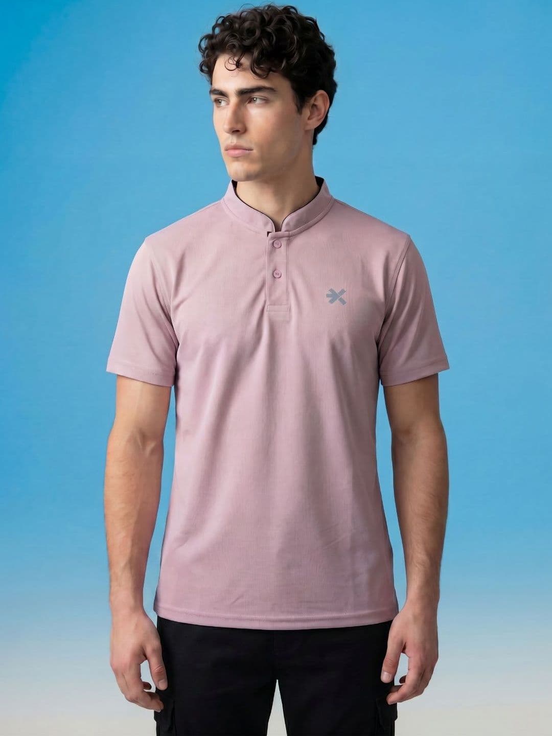 HRX by Hrithik Roshan Men Mandarin Collar Slim Fit T-shirt - view 1