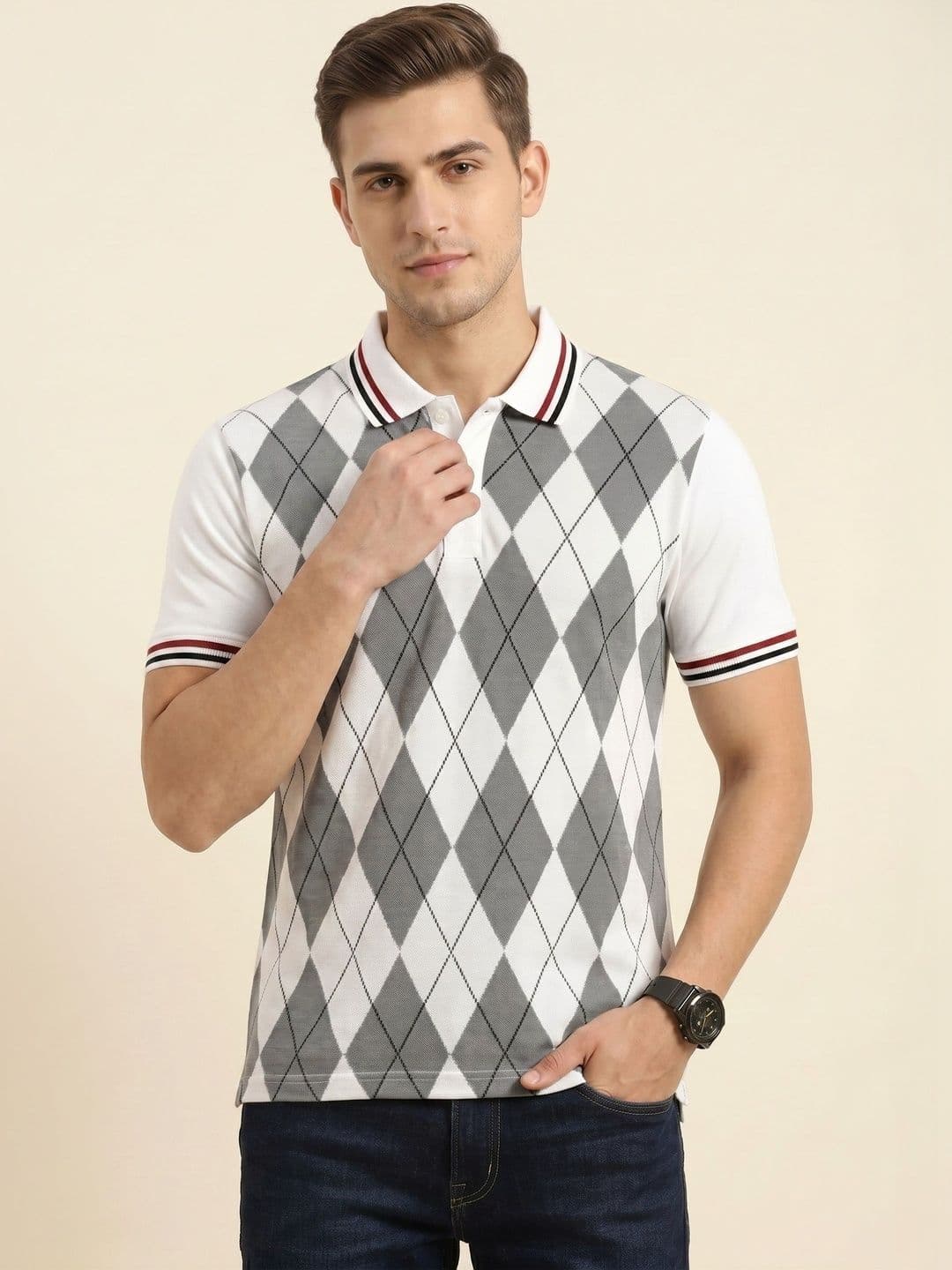 The Roadster Lifestyle Co Printed Polo Collar Tshirts - view 1