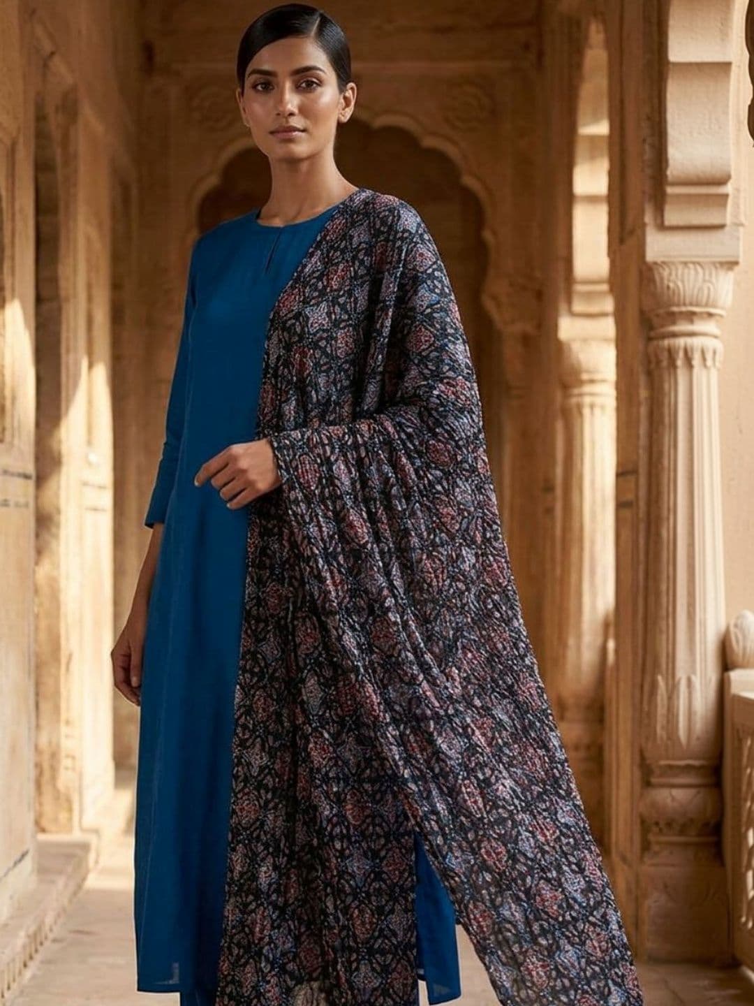 Dupatta Bazaar Ethnic Motifs Printed Kalamkari Dupatta - view 1