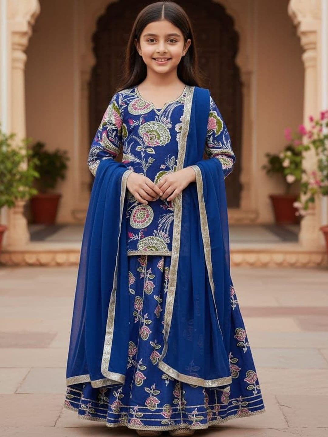 KALINI Girls Printed Ready to Wear Lehenga & Blouse With Dupatta - view 1