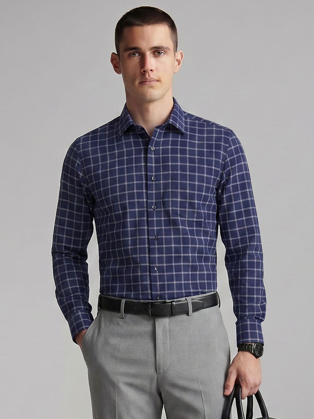 Van Heusen Slim Fit Checked Pure Cotton Formal Shirt - view 1
