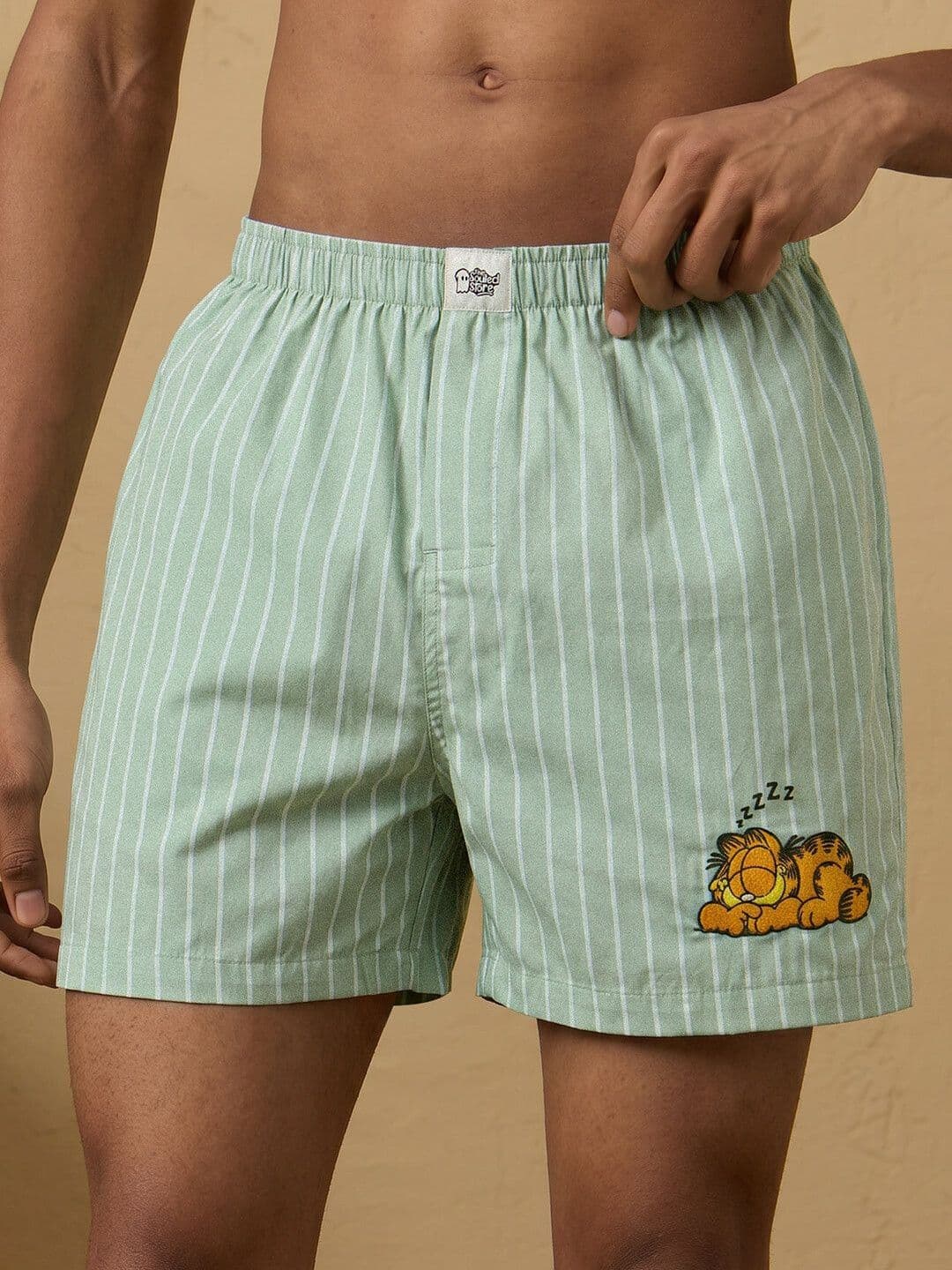 The Souled Store Men Regular Fit Garfield Printed Sea Green Boxer Shorts - view 1
