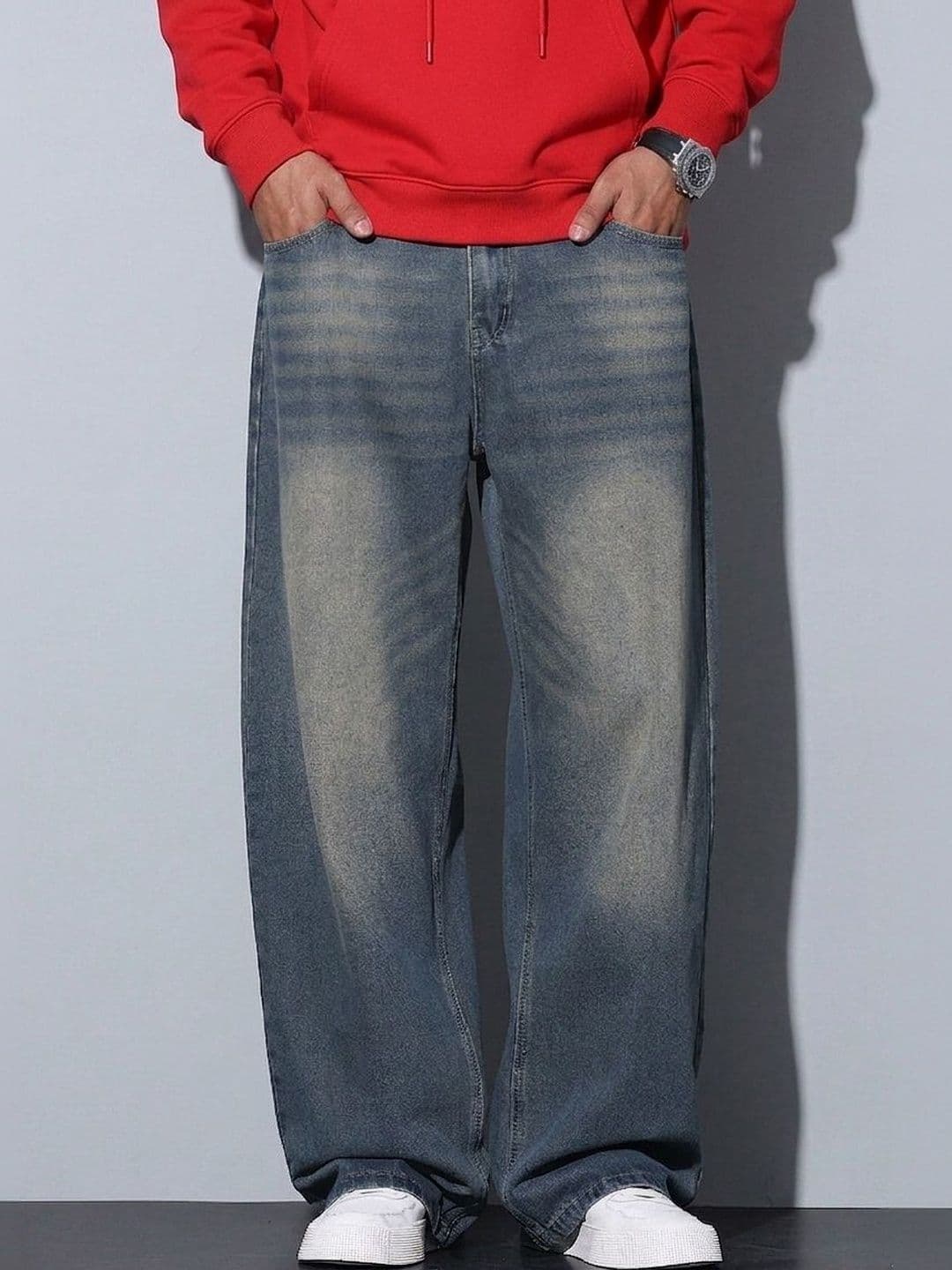 PINKLIT Men Straight Fit Mid-Rise Heavy Fade Jeans - view 1