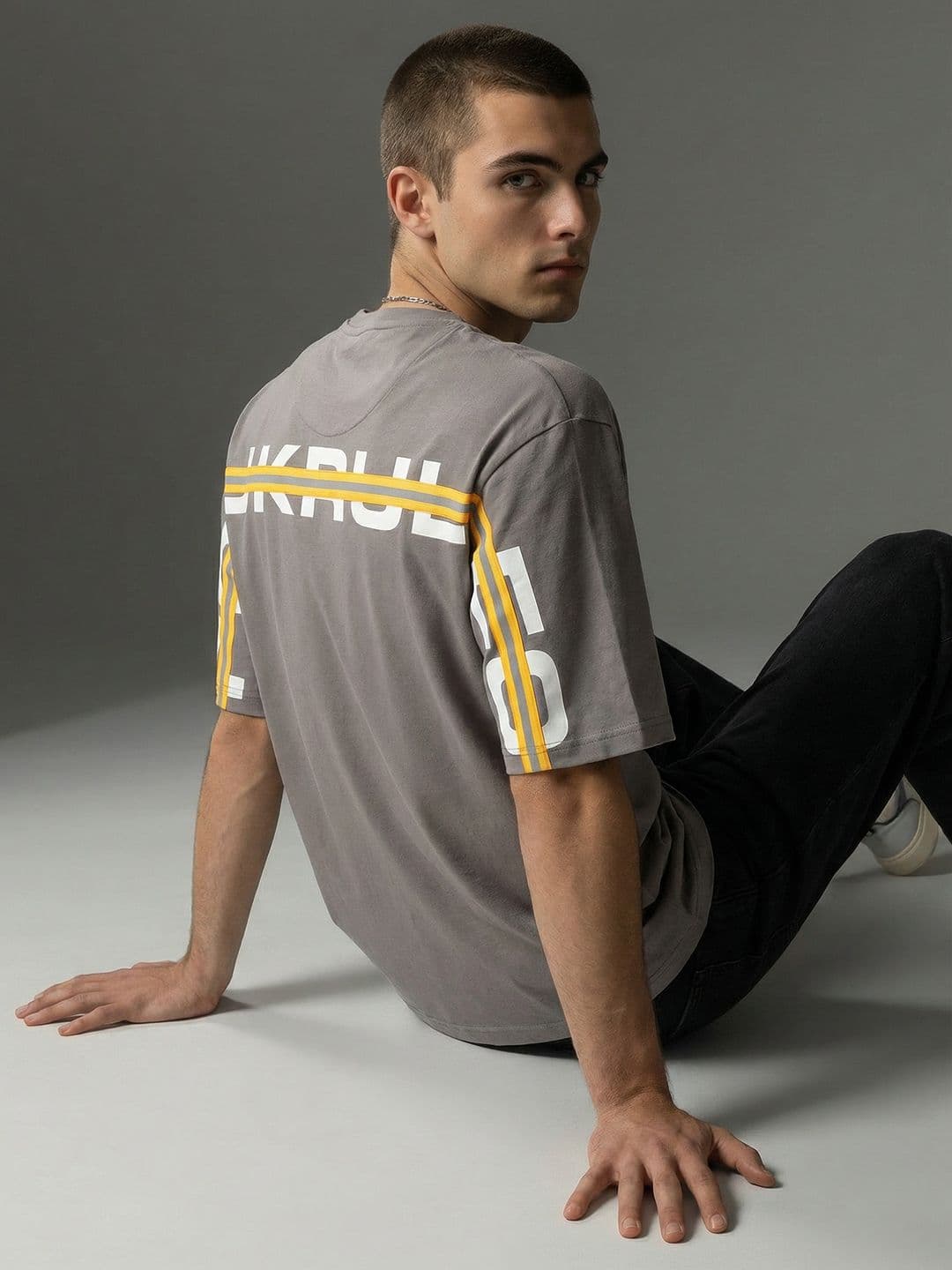 FCUK =Brand Logo Printed Drop-Shoulder Sleeves Oversized Pure Cotton T-shirt - view 1