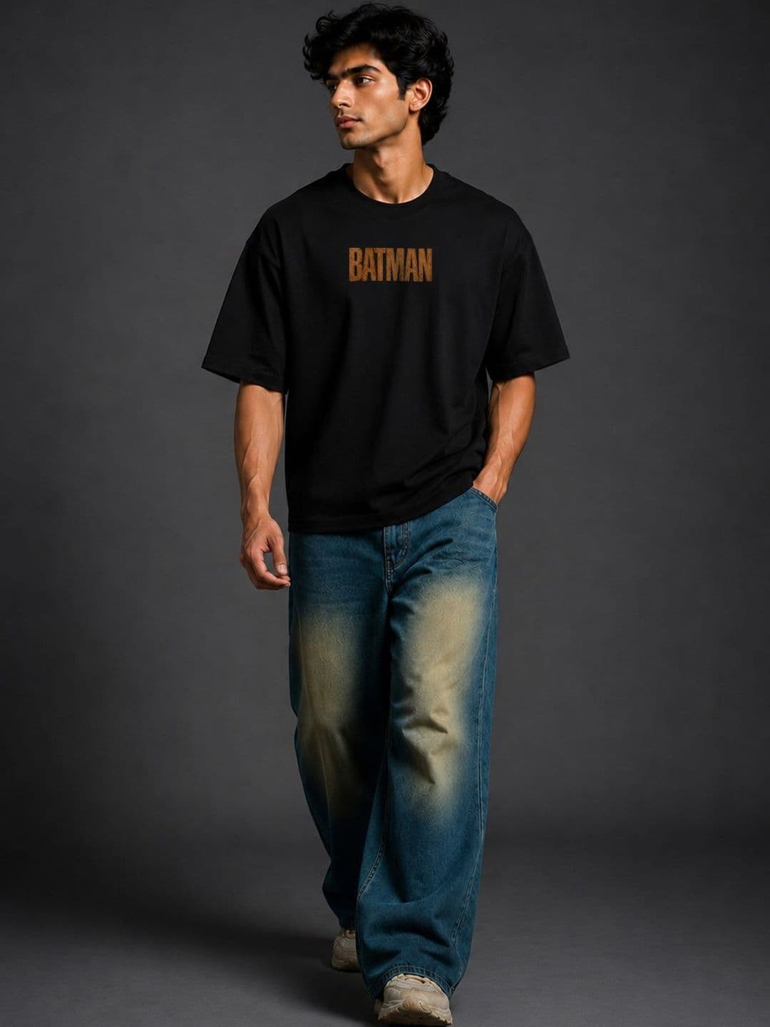 BEOVER Men's Oversized Batman Typography T-shirt - view 1