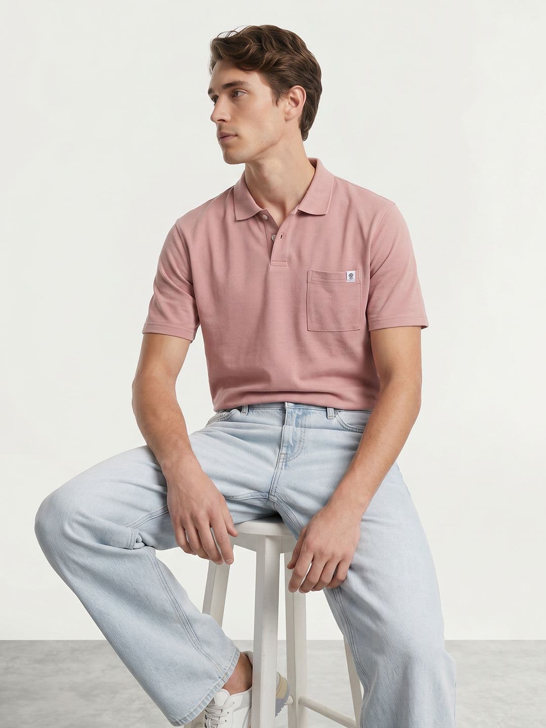 Mast & Harbour Pure Cotton Polo Collar Pocket T-shirt - view 1