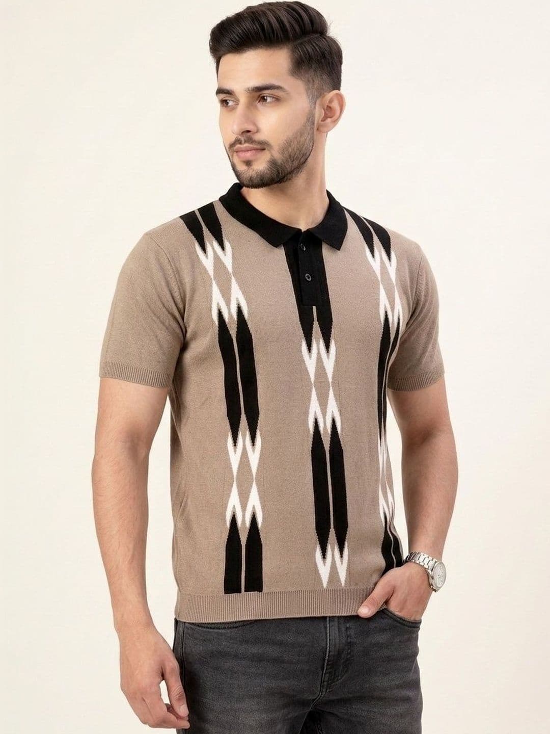 The Roadster Lifestyle Co Printed Polo Collar Tshirts - view 1