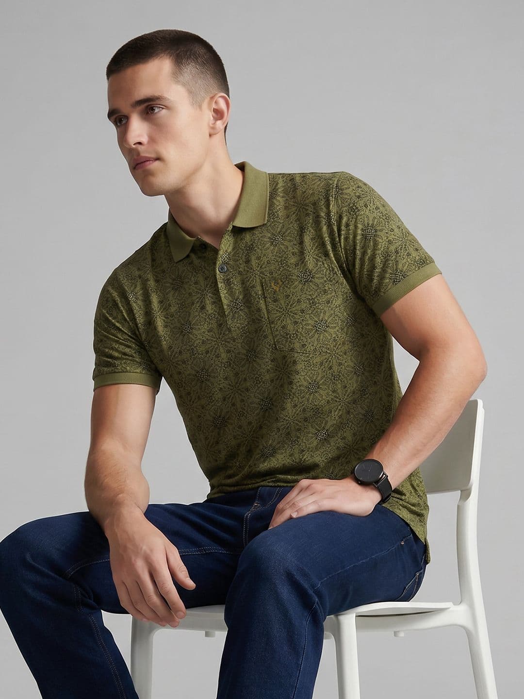 Allen Solly Printed Pure Cotton Polo Collar T-shirt - view 1