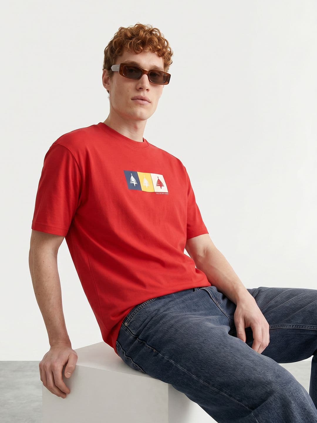 Mast & Harbour Printed Drop-Shoulder Sleeves T-shirt - view 1