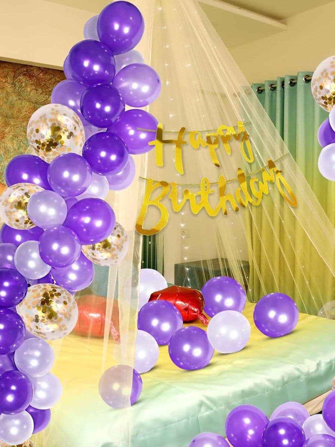 ZYOZI Purple & White Birthday Cabana Tent Party Decorations - view 1