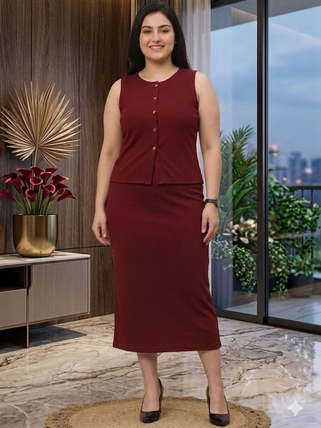 JAKANARY Self Design Top with Skirt - view 1