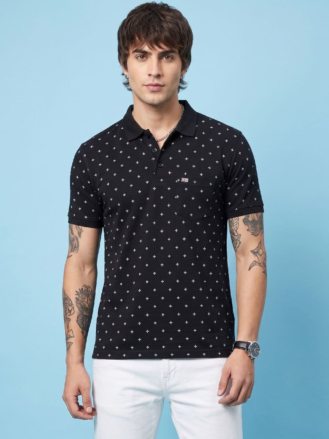 SANDPIPER Men Printed Polo Collar Pockets T-shirt - view 1