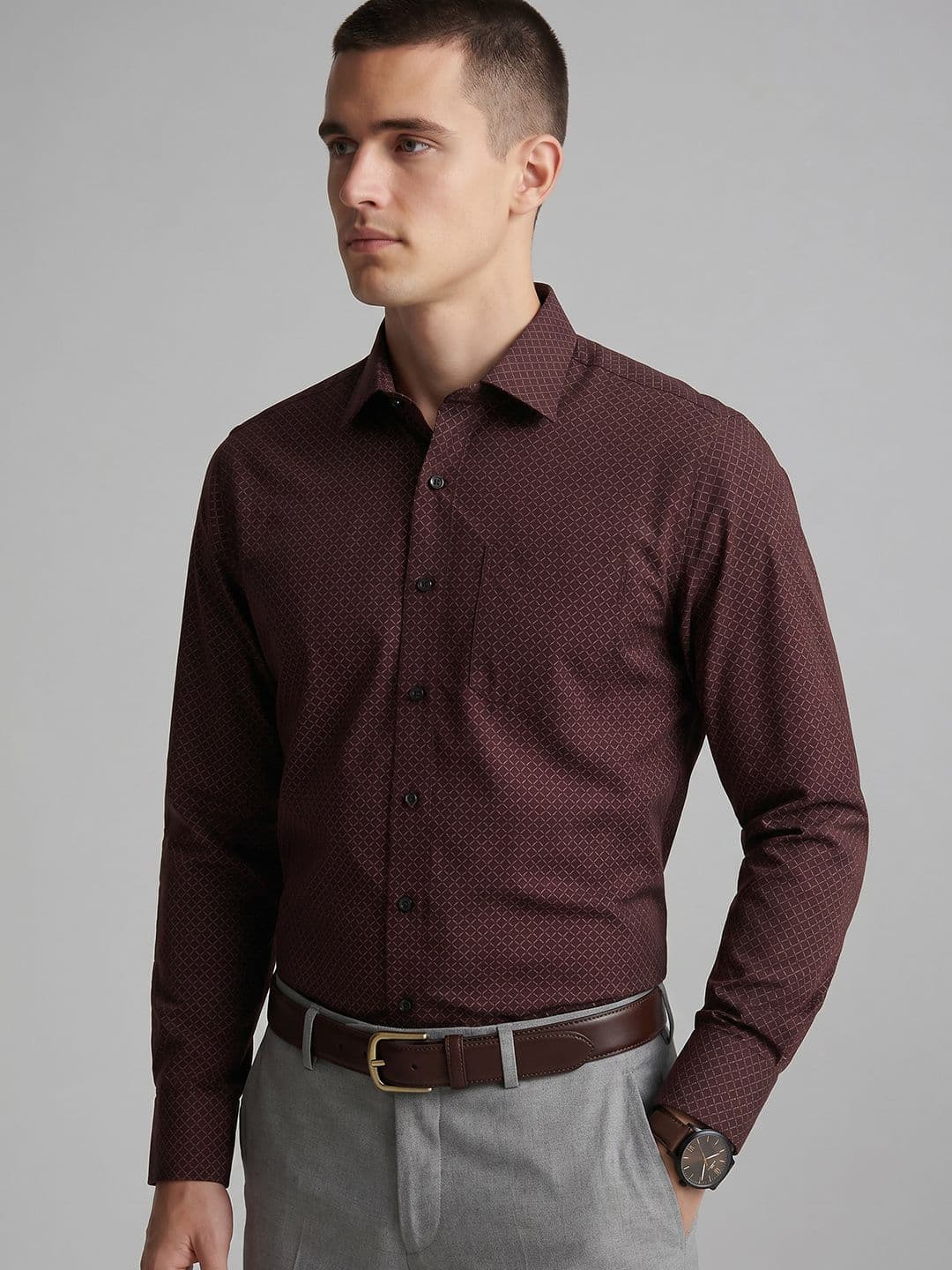 Van Heusen Slim Fit Geometric Printed Pure Cotton Formal Shirt - view 1