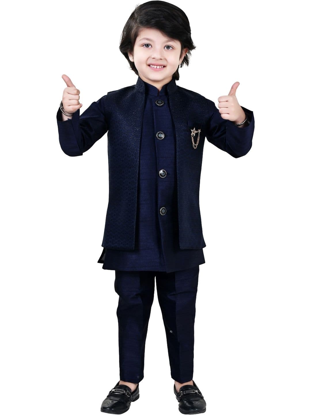 BAESD Boys Embroidered Band Collar Sherwani - view 1