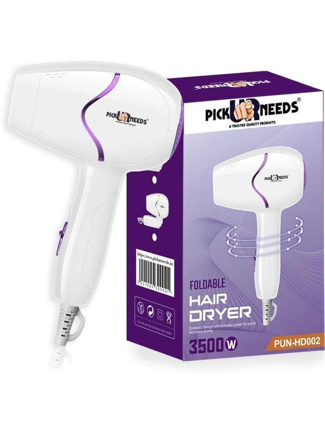 Pick Ur Needs Foldable Mini 3500W Hair Dryer - HD002 Purple - view 1