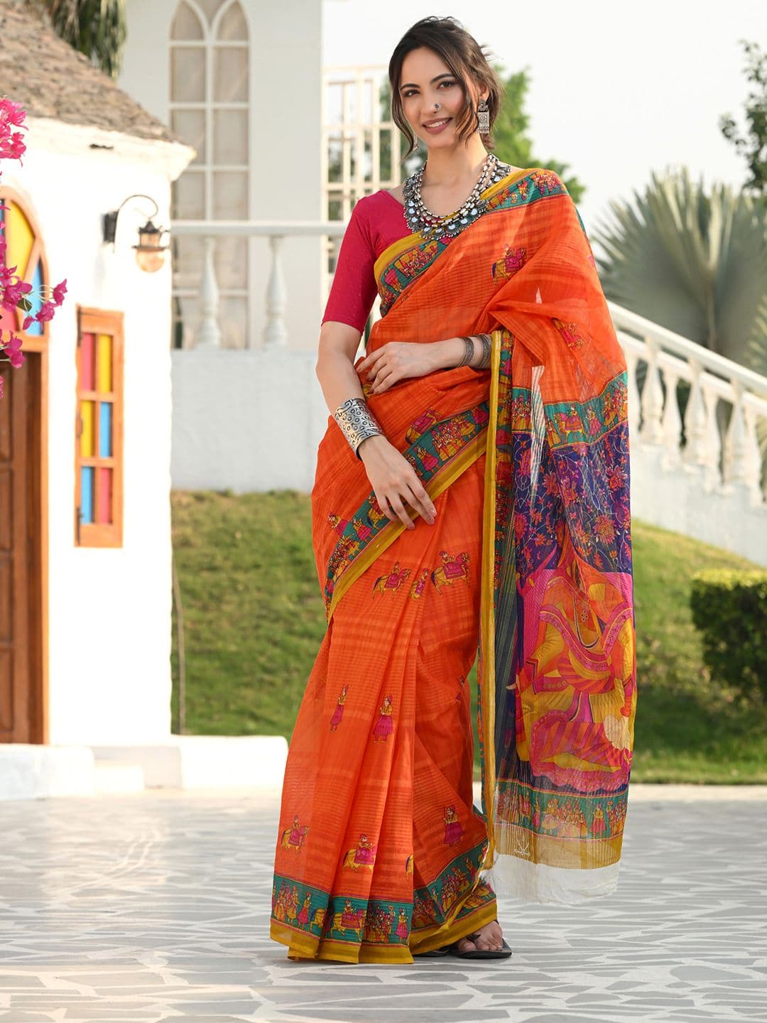 RATAN Women Pure Cotton Printed Mulmul Saree Without Blouse Piece - view 1