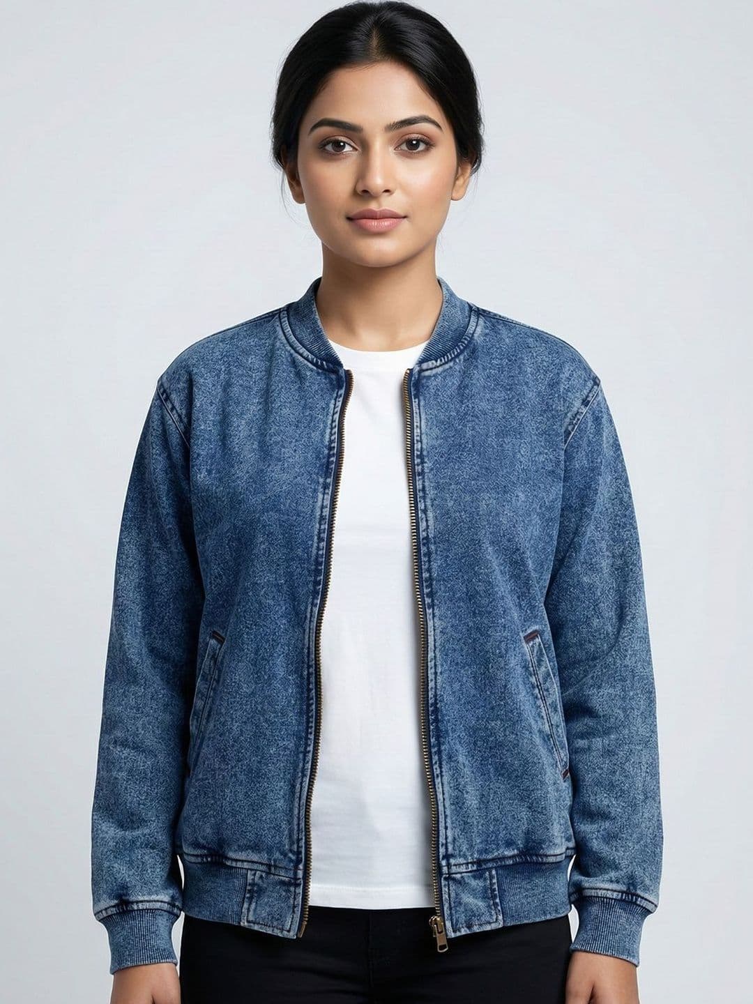 Autumn Hues Women Washed Bomber Jacket - view 1