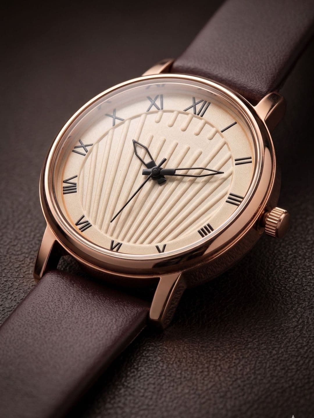 VIRAKTI Women Brass Dial & Leather Straps Analogue Watch F-06-MAROON VIR - view 1