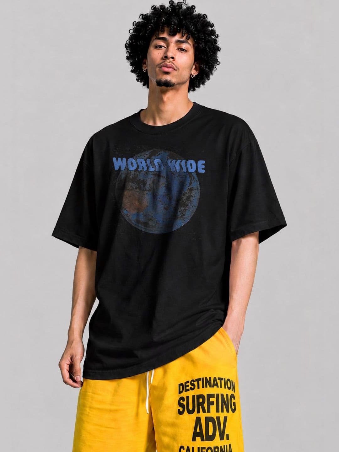 The Roadster Lifestyle Co Printed Cotton Round Neck Oversized Tshirt - view 1