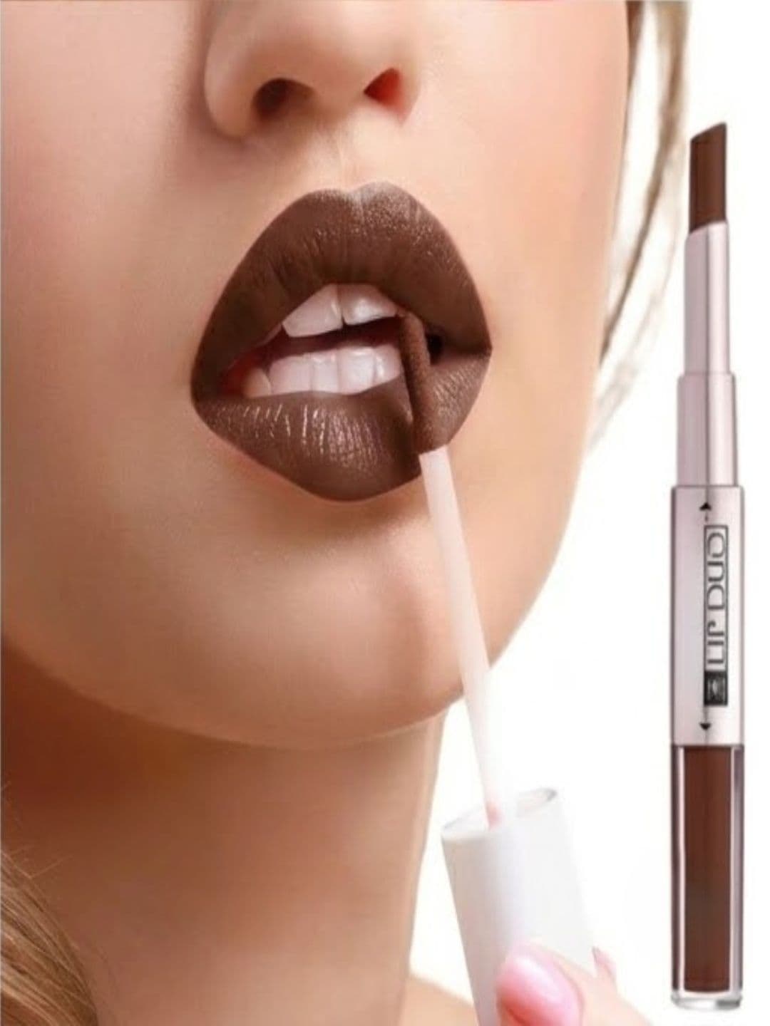 techelectro 2 In 1 Long Lasting Lip Duo Lipstick - 8 ml - Brown - view 1