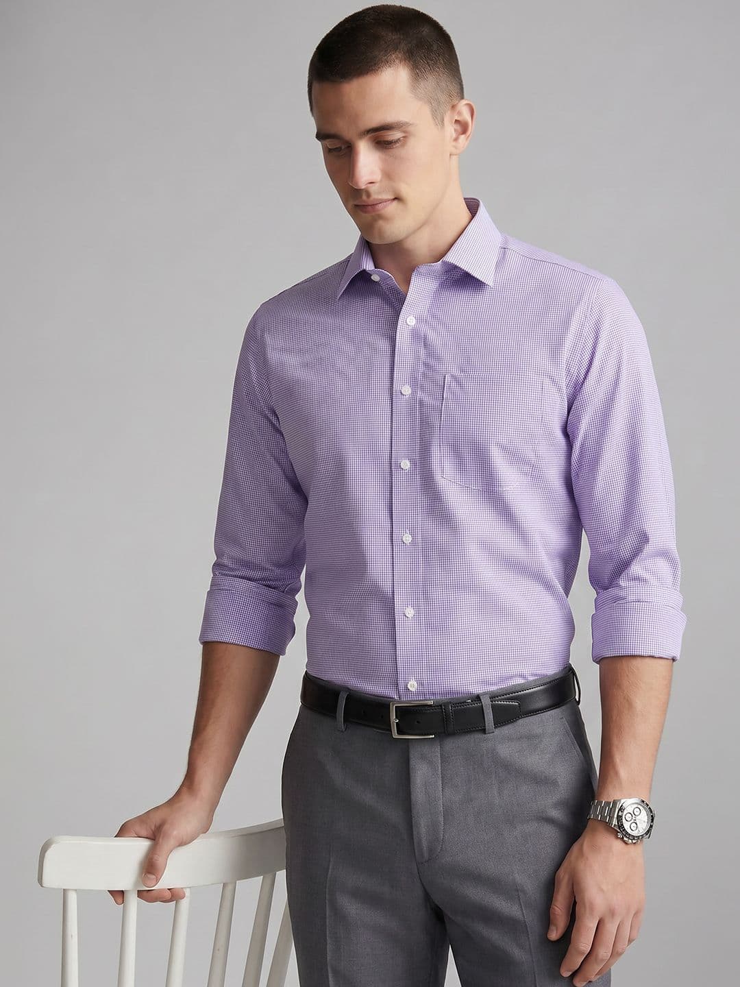 Van Heusen Slim Fit Micro Checked Pure Cotton Formal Shirt - view 1