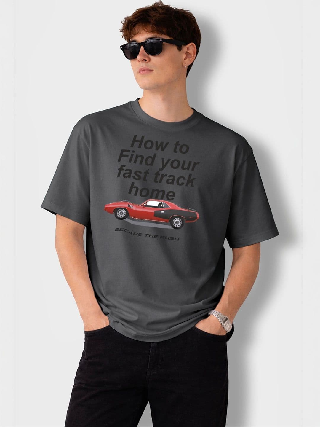 The Roadster Lifestyle Co Printed Cotton Round Neck Oversized Tshirt - view 1